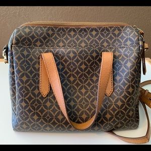 Fossil Sydney Leather Satchel Crossbody Bag Brown